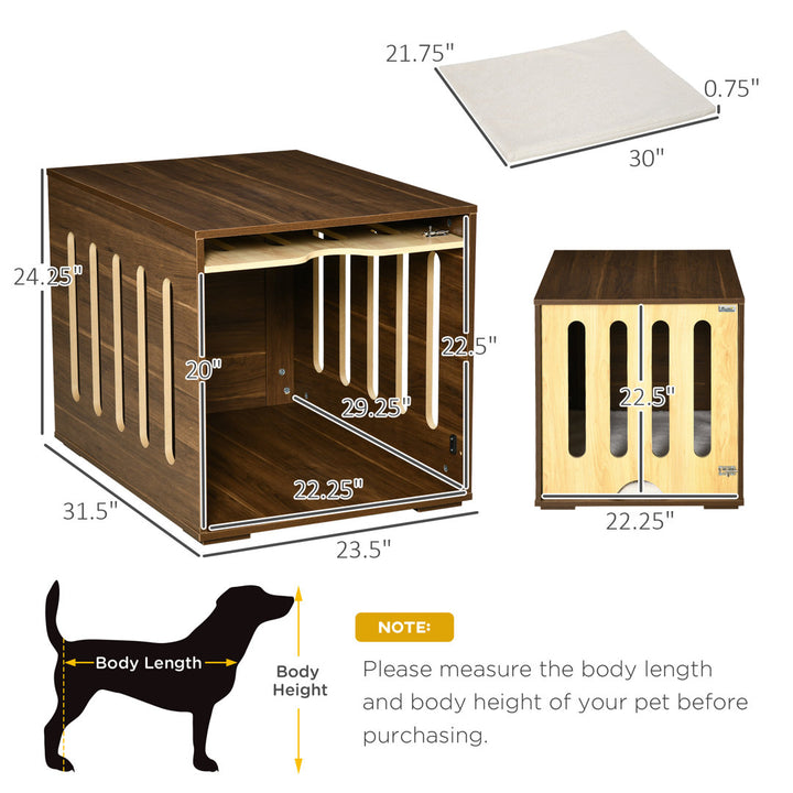 Monique Furniture Style Dog Crate End Table Decorative Puppy House With Soft Cushion, Side Holes, Removable Door Panel, Safety Lock, Indoor Use, For Small & Medium Dogs, Brown Archie & Oscar™