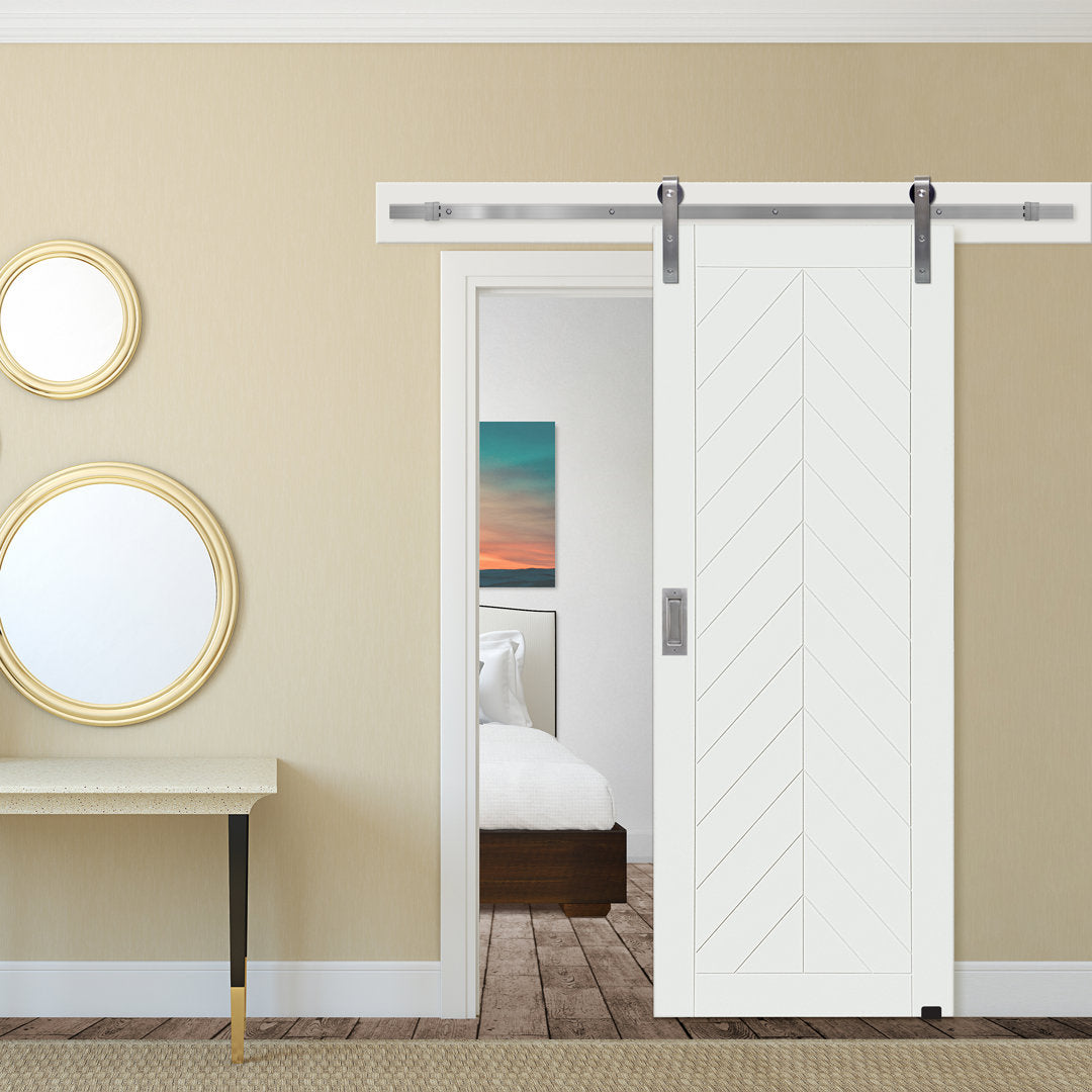 Primed Chevron Barn Door without Installation Hardware Kit Barndoorz Size: 36" x 96"