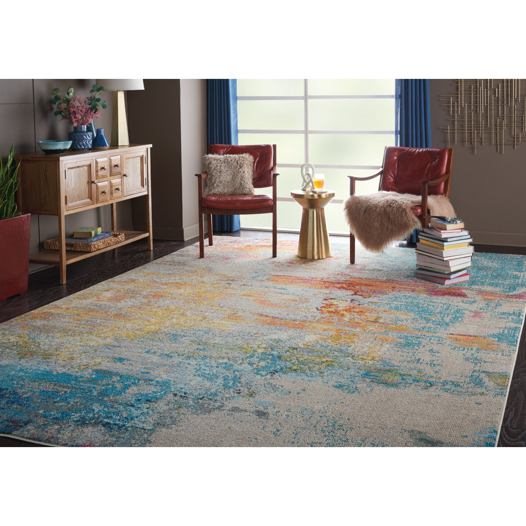 Adrihana Abstract Blue/Yellow Area Rug Williston Forge Rug Size: Rectangle 3'11" x 5'11"