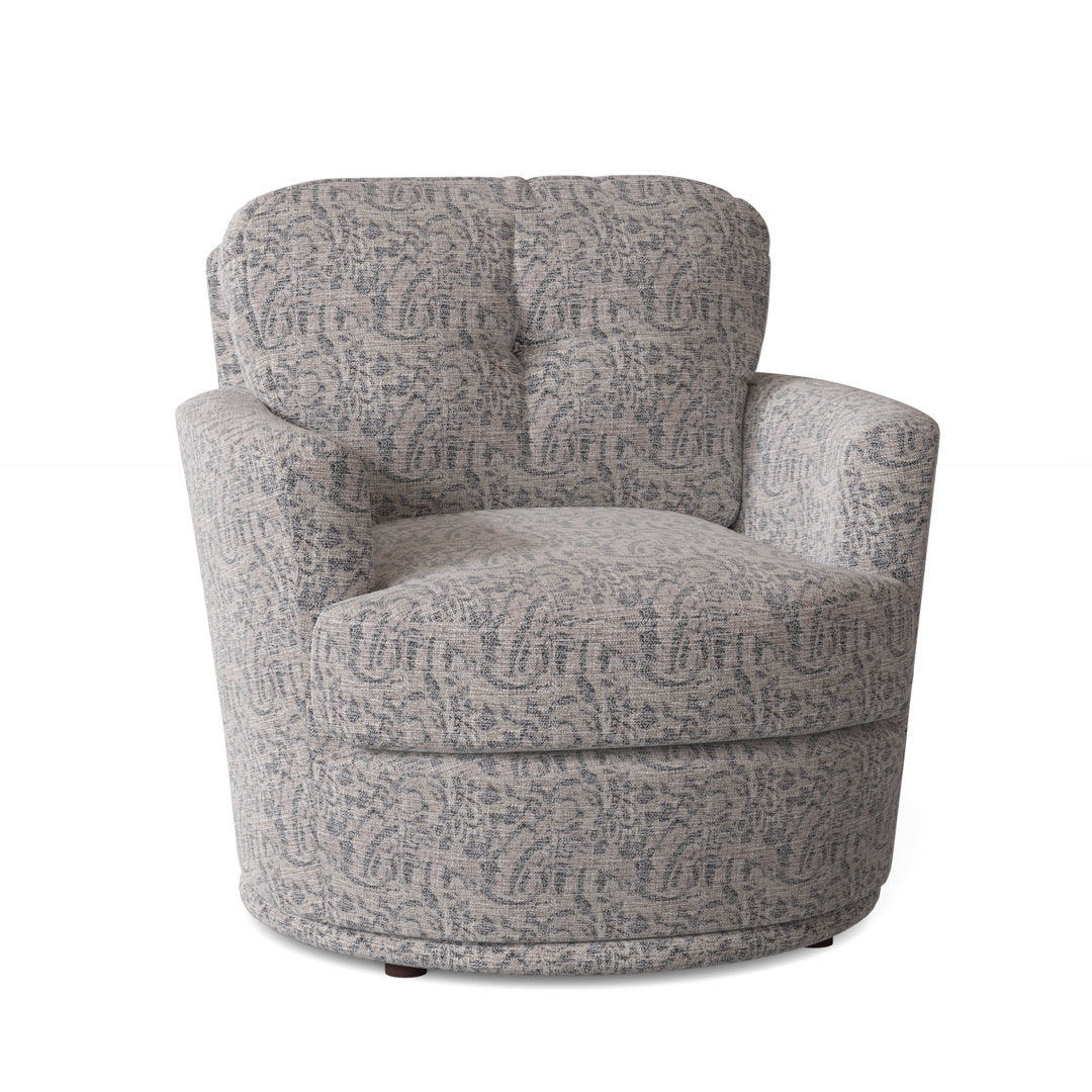 Towry 36" Wide Tufted Swivel Armchair Wade Logan® Fabric: Laguna Blue Floral Performance