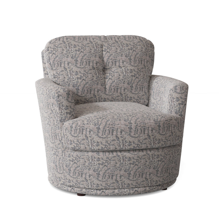 Towry 36" Wide Tufted Swivel Armchair Wade Logan® Fabric: Laguna Blue Floral Performance