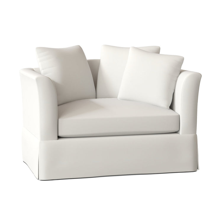 Charlene 50" Wide Armchair Highland Dunes Body Fabric: Akiko Bone, Throw Pillow Fabric: Gilda Ocean
