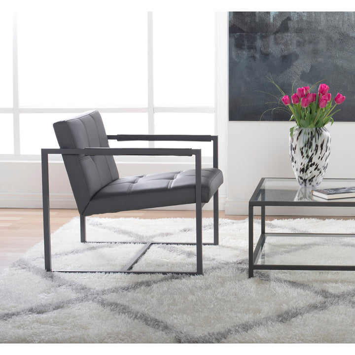 Holbeach 27.5" Wide Tufted Armchair Ivy Bronx Fabric: Pewter Faux Leather
