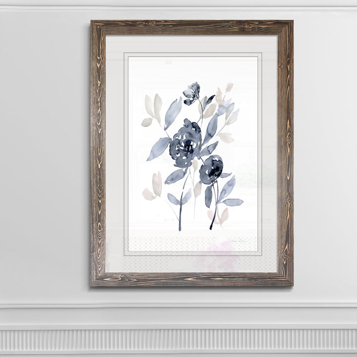 Peonies In Gray I' - Picture Frame Print on Glass Winston Porter Size: 28" H x 38" W x 1.25" D Format: Framed Espresso Print