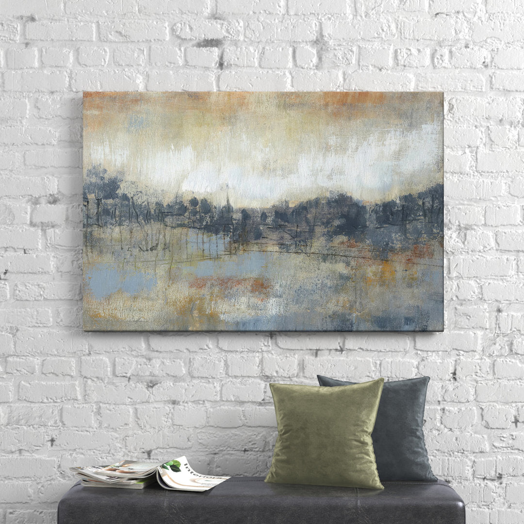 Cool Grey Horizon I - Wrapped Canvas Print Steelside™ Size: 32" H x 48" W
