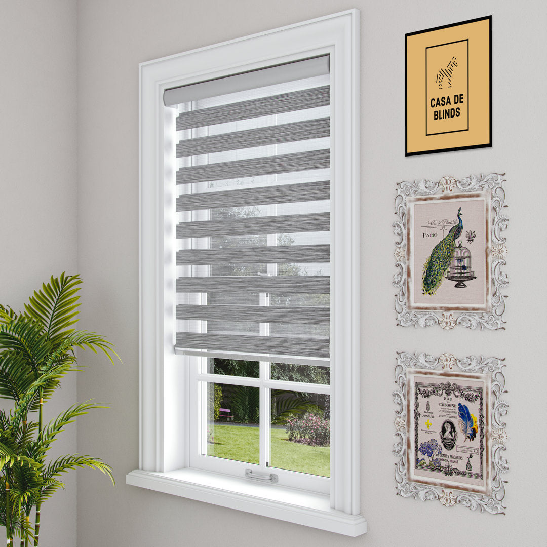 Zebra Blinds Window Dual Layer Roller Shades, Corded Horizontal Blind, Bedroom, Privacy, 72" Length Symple Stuff Color: Gray Size: 54"W x 72"L