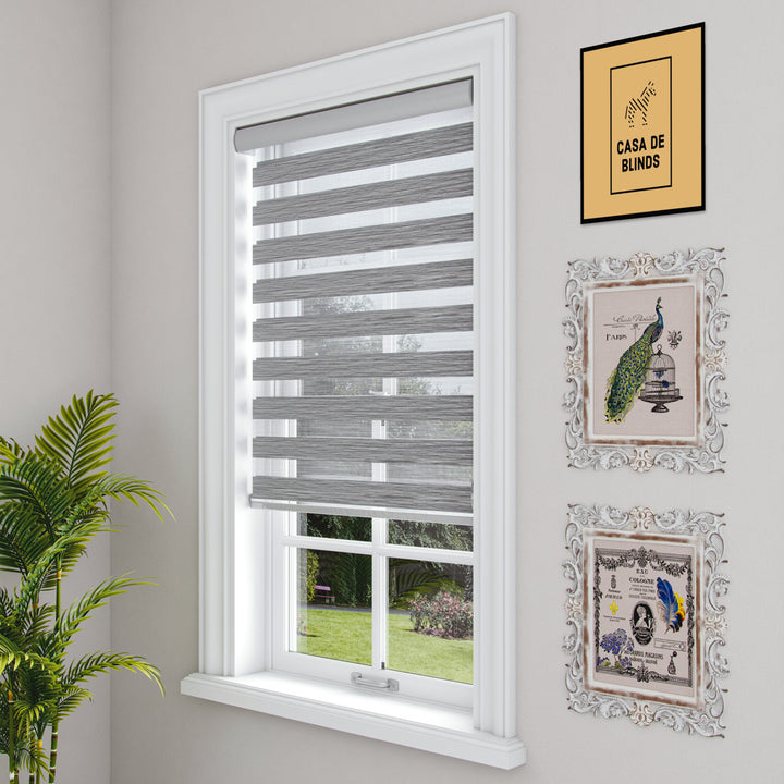 Zebra Blinds Window Dual Layer Roller Shades, Corded Horizontal Blind, Bedroom, Privacy, 72" Length Symple Stuff Color: Gray Size: 54"W x 72"L
