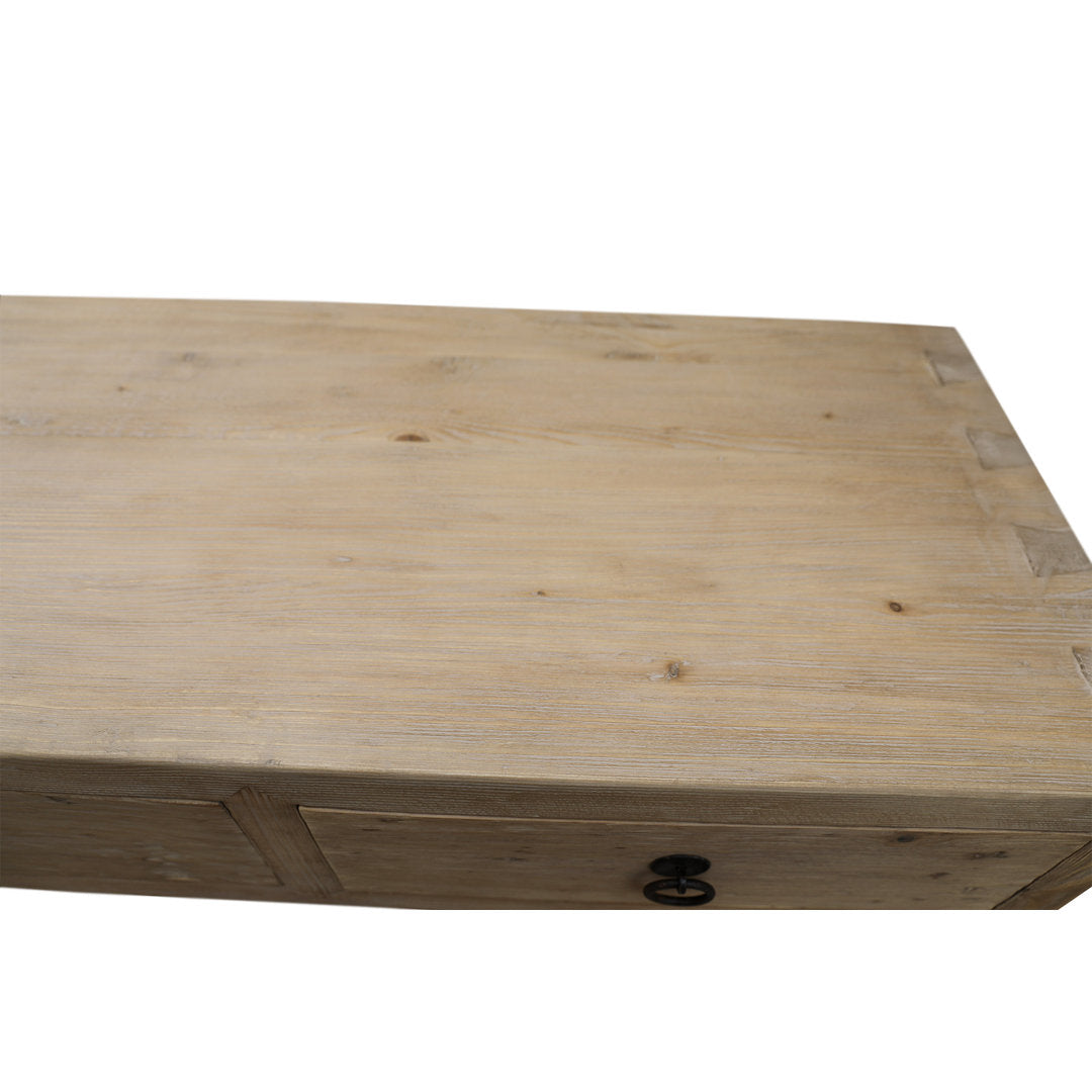 Lily's Living 98"l Weathered Natural Wood Indoor Waterfall Console Table W/Five Drawers, Home Office Furniture Lily's Living