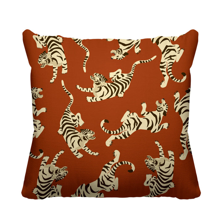 Tigger Boho Tiger Indoor/Outdoor Throw Pillow ULLI HOME Color: Burnt Orange Size: 15W" x 15H"