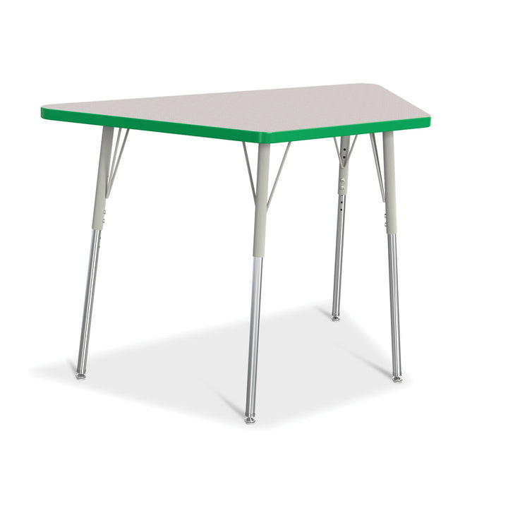 Berries® Trapezoid Activity Tables Jonti-Craft Size: 28" W x 48" D (Adult size: 24" - 31" H) Side Finish: Gray / Green