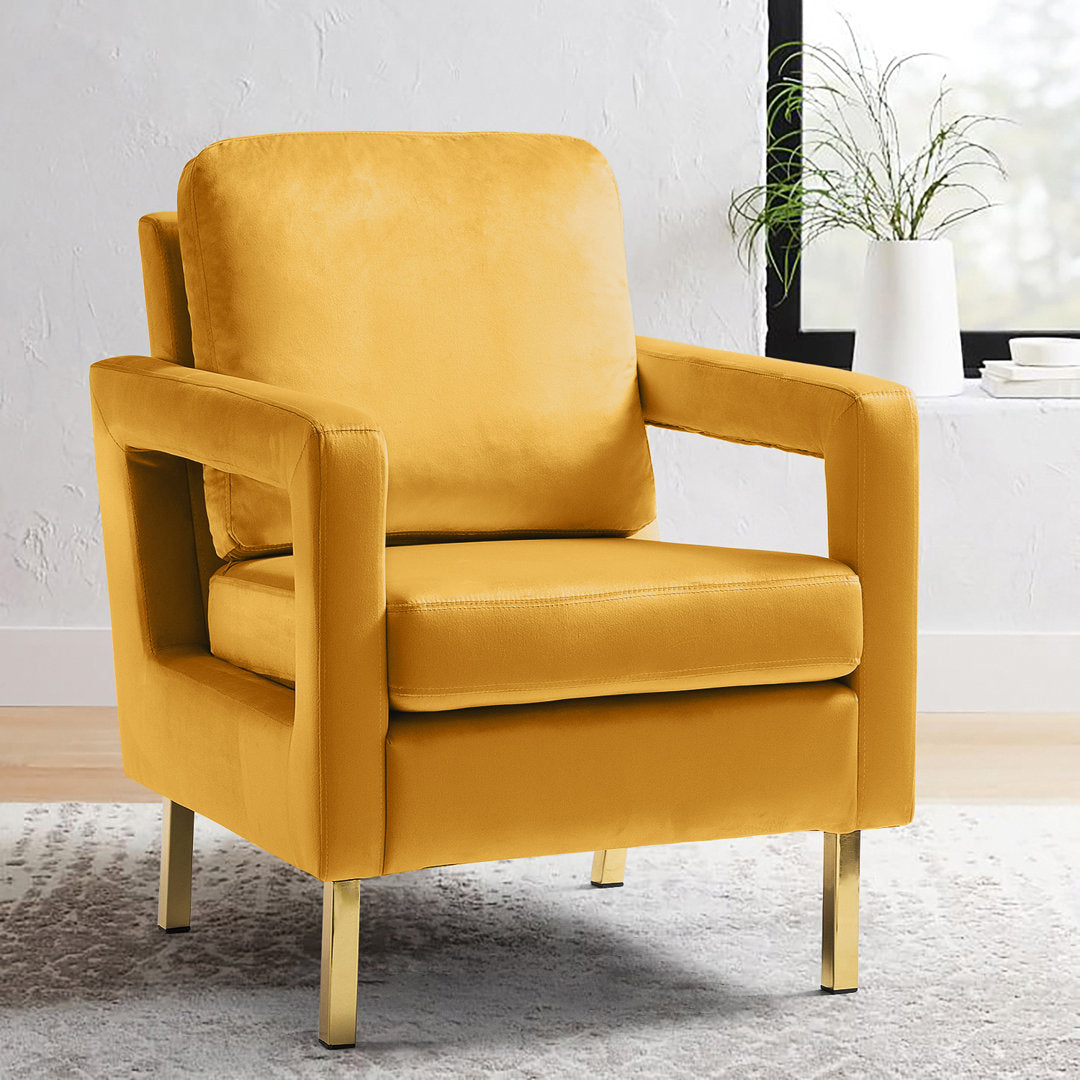 Clayne Velvet Armchair Etta Avenue™ Fabric: Mustard Velvet