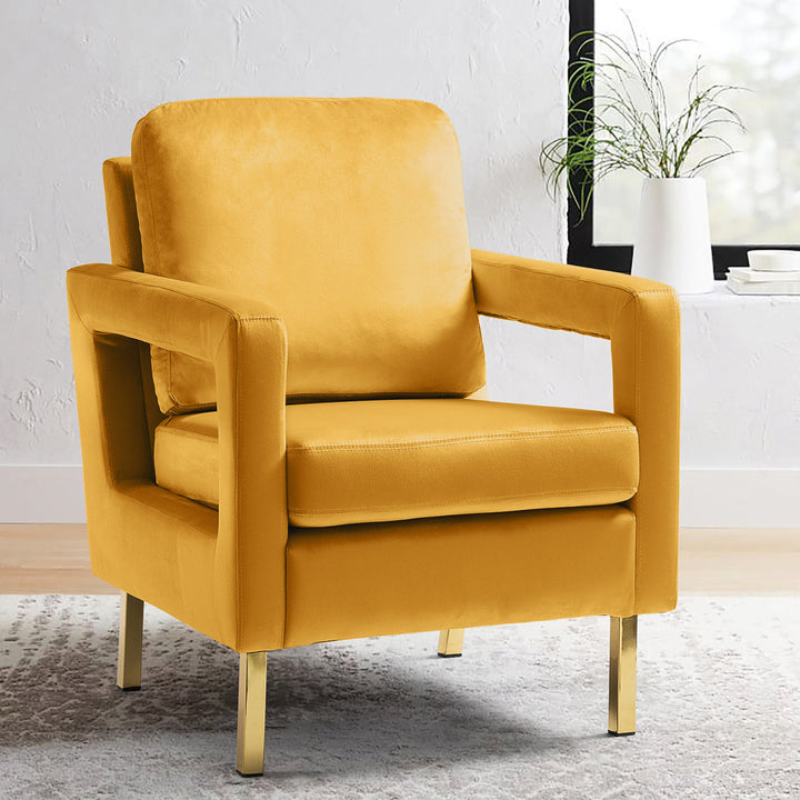Clayne Velvet Armchair Etta Avenue™ Fabric: Mustard Velvet