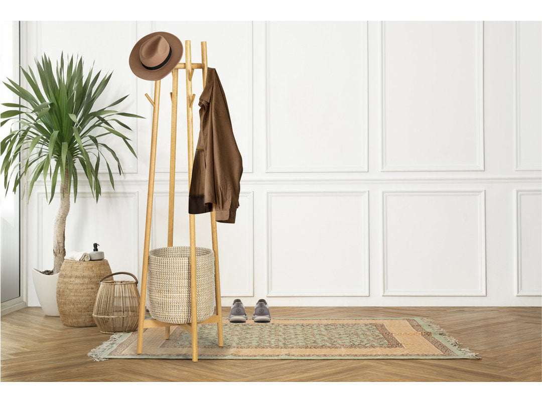 Abellina Solid Wood 8 - Hook Freestanding Coat Rack in Natural Safavieh Couture