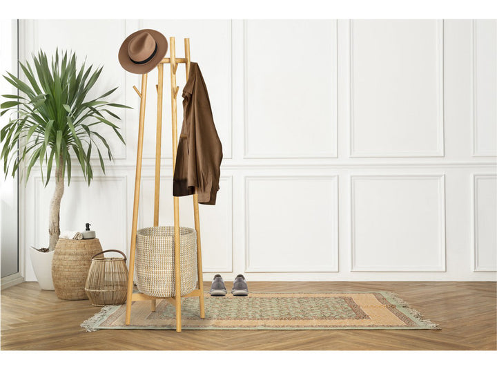 Abellina Solid Wood 8 - Hook Freestanding Coat Rack in Natural Safavieh Couture