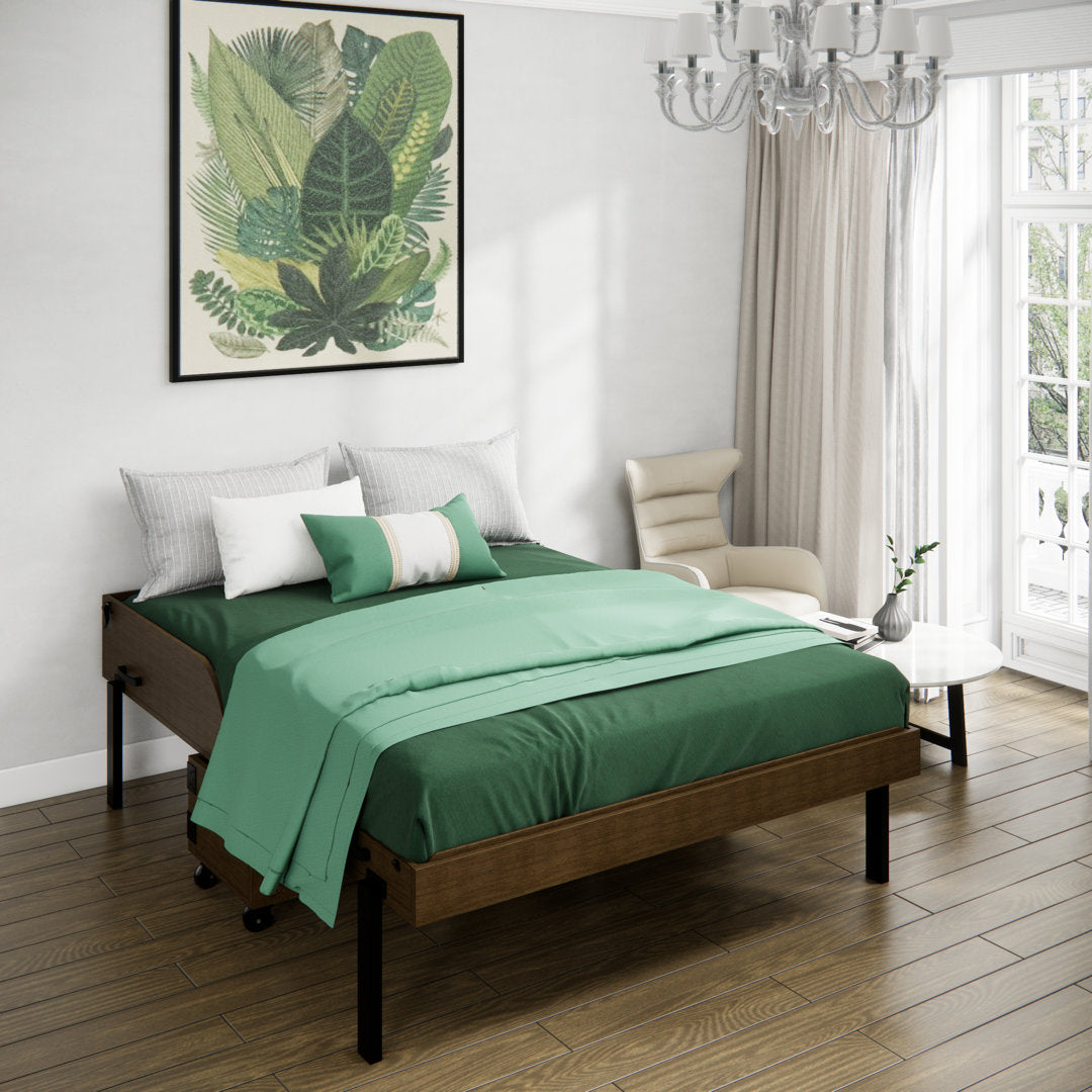Imperial Queen Solid Wood Rolling Cabinet Bed with Mattress Red Barrel Studio® Color: Brown