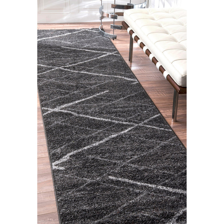 Amiia Abstract Power Loom Performance Dark Gray Rug Wrought Studio™ Rug Size: Runner 2'5" x 9'5"