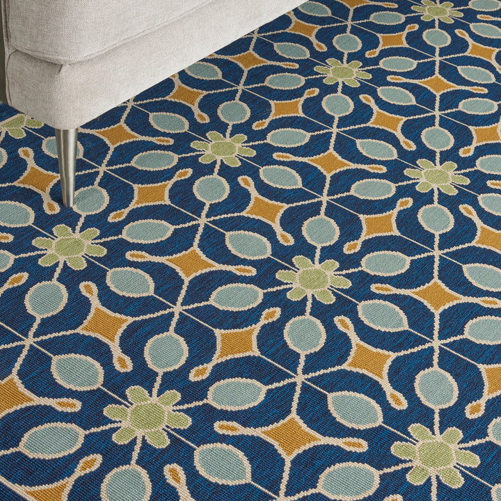 Palermo Geometric Navy/Blue/Gold Area Rug Sol 72 Outdoor™ Rug Size: Rectangle 6'7" x 9'6"