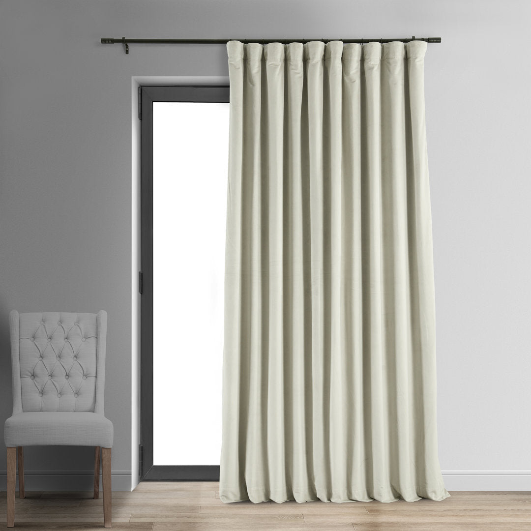 Olivia Signature Thermal Lined 100% Blackout Velvet Curtains for Bedroom & Living Room Curtains Single Panel Window Curtains Gracie Oaks Curtain Color: Off White Size per Panel: 50"W x 63"L