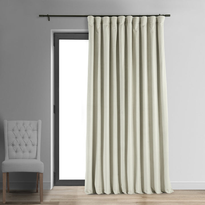 Olivia Signature Thermal Lined 100% Blackout Velvet Curtains for Bedroom & Living Room Curtains Single Panel Window Curtains Gracie Oaks Curtain Color: Off White Size per Panel: 50"W x 63"L
