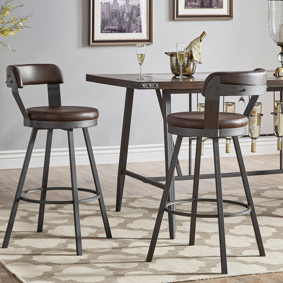 Berrin Bar & Counter Stool (Set of 2) Trent Austin Design® Upholstery: Brown, Seat Height: Bar Stool (30.3" Seat Height)