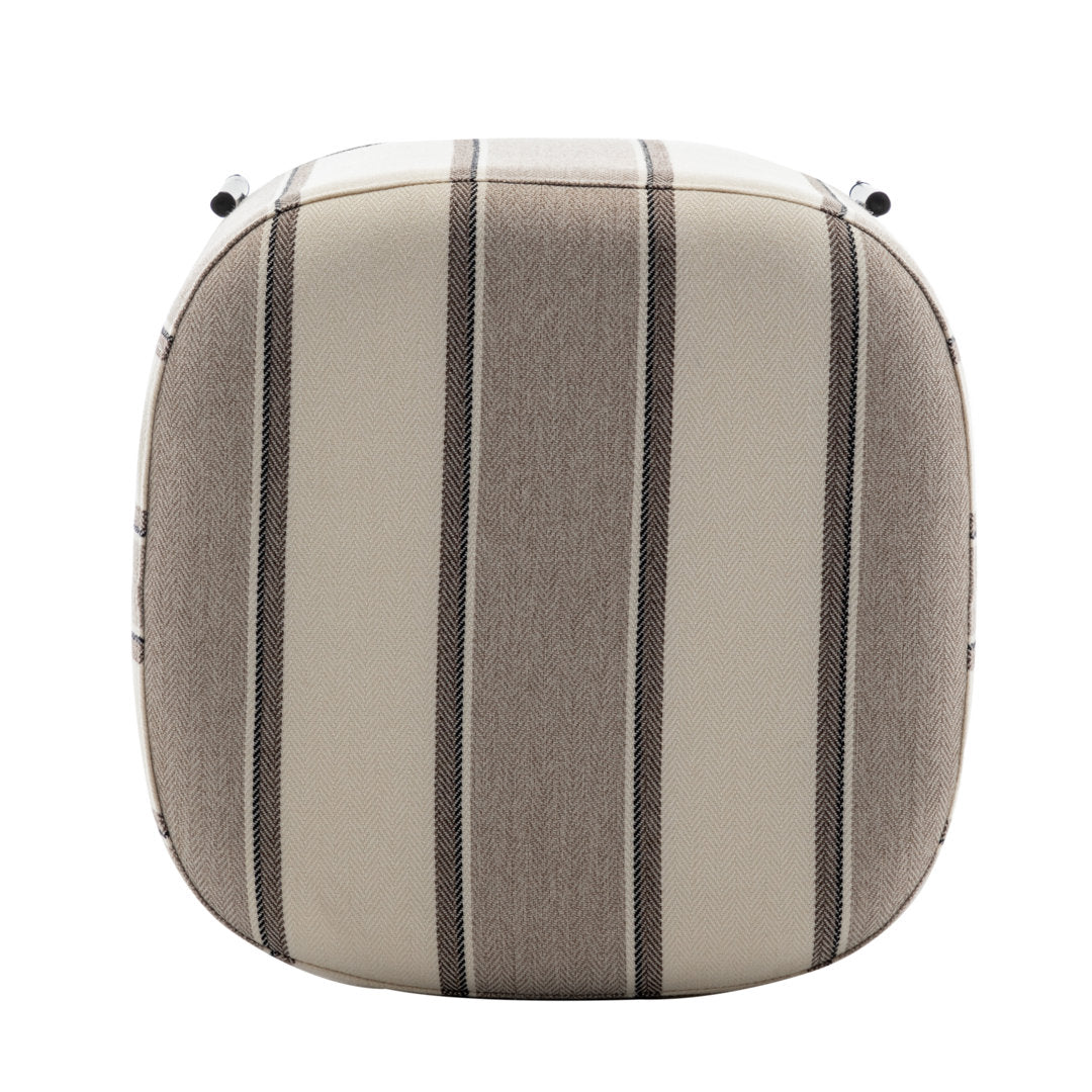 Ohman 16.5'' Wide Square Cube Ottoman Mercury Row® Leg Color: Black Body Fabric: Brown and White Striped Twill