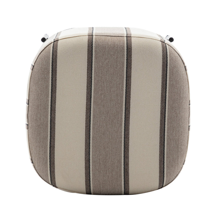 Ohman 16.5'' Wide Square Cube Ottoman Mercury Row® Leg Color: Black Body Fabric: Brown and White Striped Twill