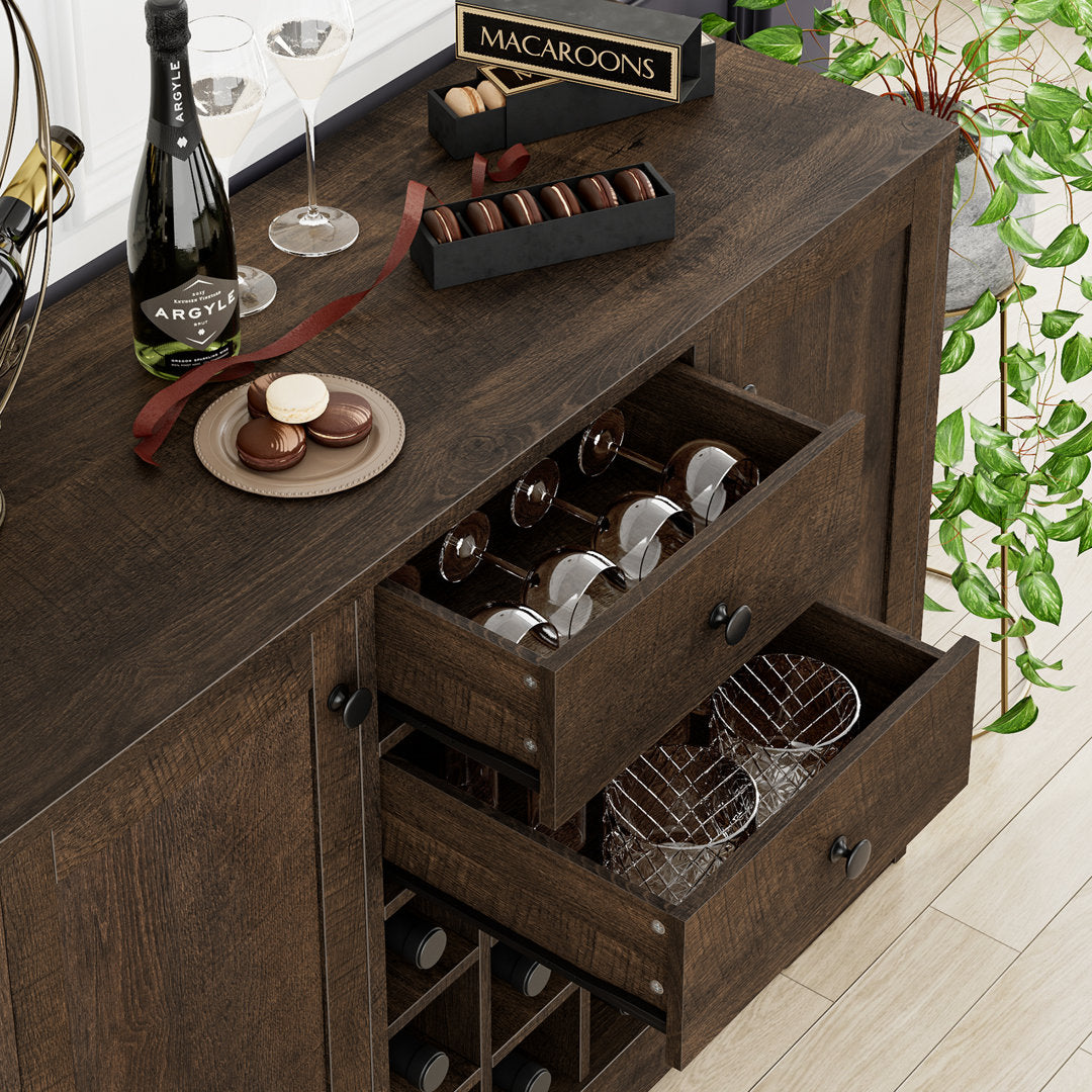 Aviva Bar Cabinet with Wine Storage Laurel Foundry Modern Farmhouse® Color: Dark Brown