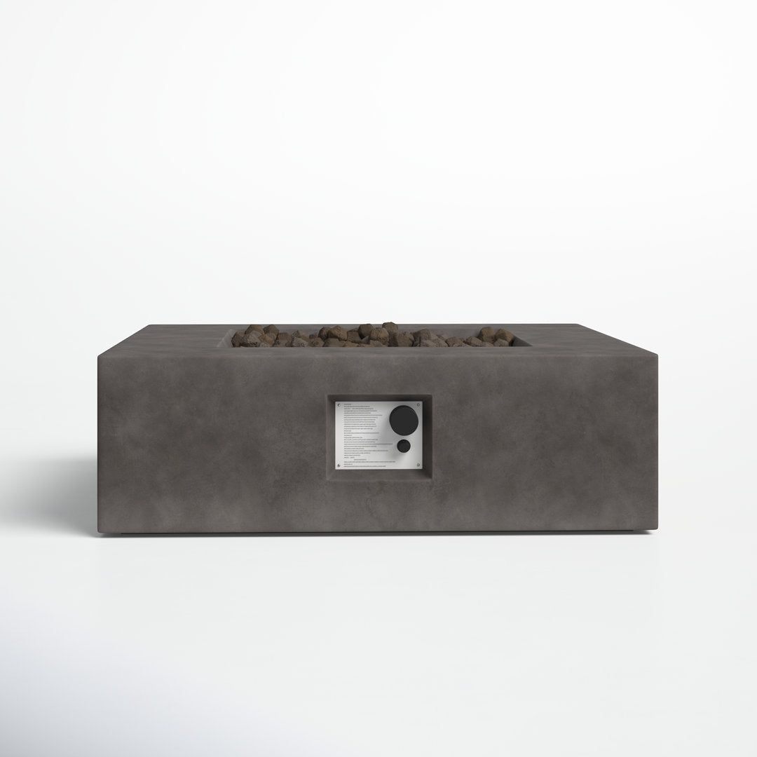 Rashid 12" H Concrete Outdoor Fire Pit Table AllModern Size: 12" H x 34" W x 34" D Finish: Charcoal