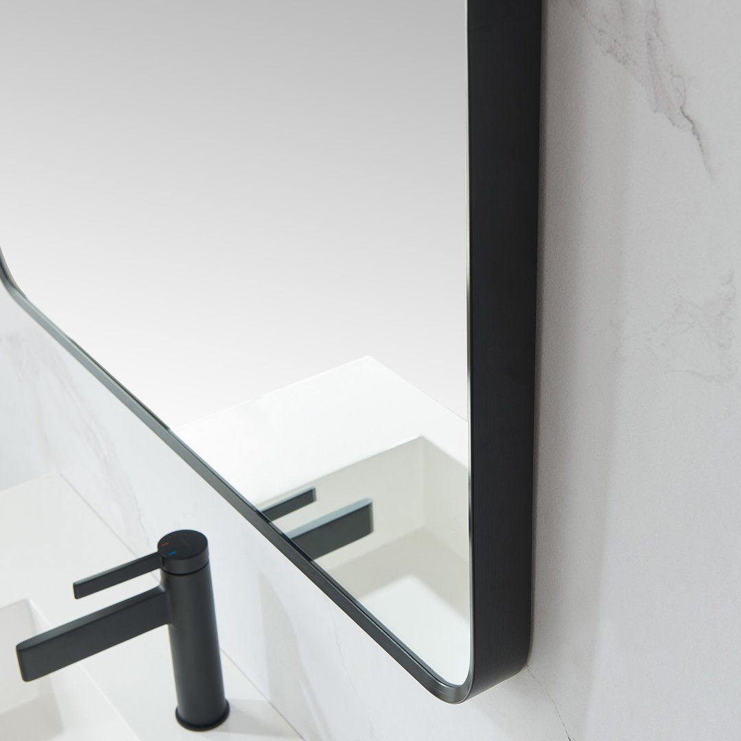 Markhai Modern Accent Mirror Orren Ellis Size: 36'' x 32'' Finish: Brushed Black