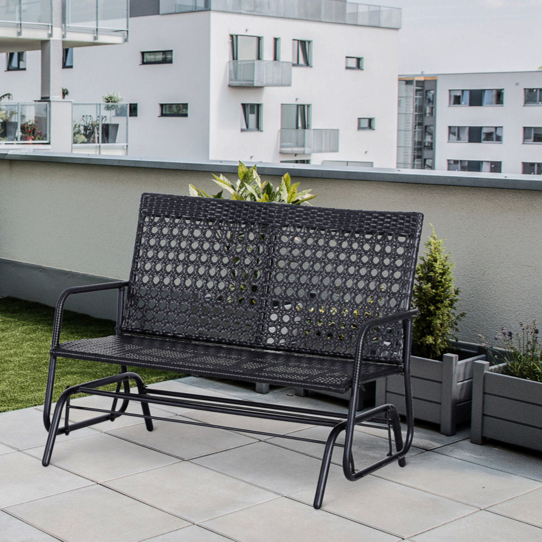 Shupe Steel Rattan Outdoor Patio Double Glider Bench Wrought Studio™
