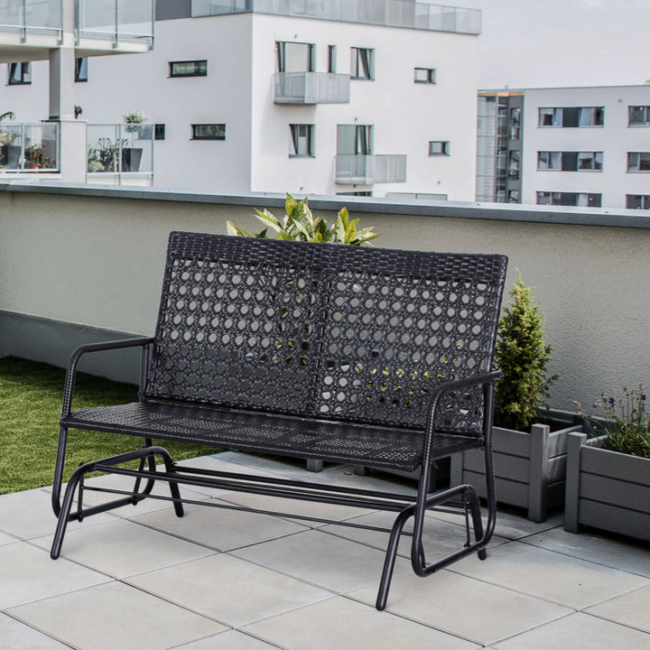 Shupe Steel Rattan Outdoor Patio Double Glider Bench Wrought Studio™