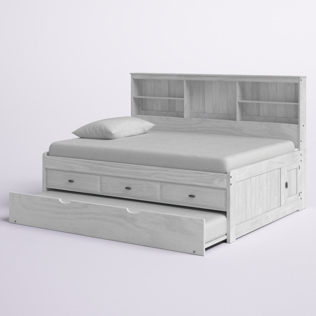Beckford 3 Drawer Solid Wood Daybed with Bookcase by Viv + Rae Viv + Rae™ Bed Frame Color: Ash Size: Full