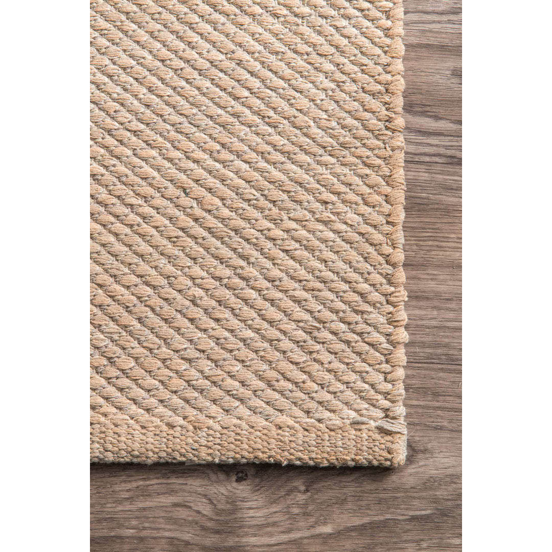Parnell Farmhouse Eco-friendly Handmade Soft Cotton Tan Rug Union Rustic Rug Size: Rectangle 9'6" x 13'6"