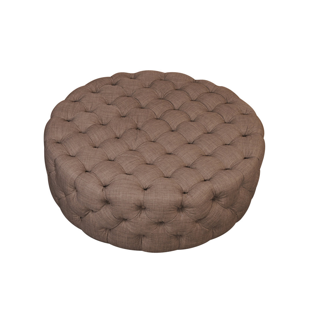 Armenio Round Ottoman - 17" H x 45" W x 45" D Lark Manor™ Fabric: Brown Polyester Blend