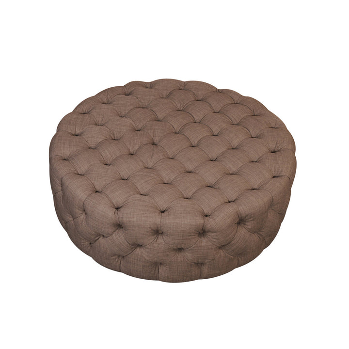 Armenio Round Ottoman - 17" H x 45" W x 45" D Lark Manor™ Fabric: Brown Polyester Blend