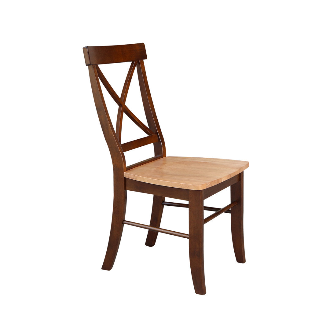 Solid Wood Cross Back Side Chair (Set of 2) August Grove® Color: Cinnamon/Espresso