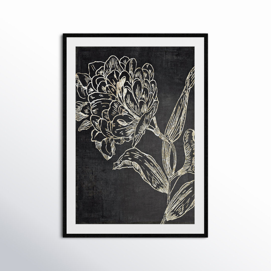 Golden Flower Folklore II by Asia Jensen - Picture Frame Graphic Art Joss & Main Size: 41.5" H x 29.5" W  Format: Black Wood Grain Framed