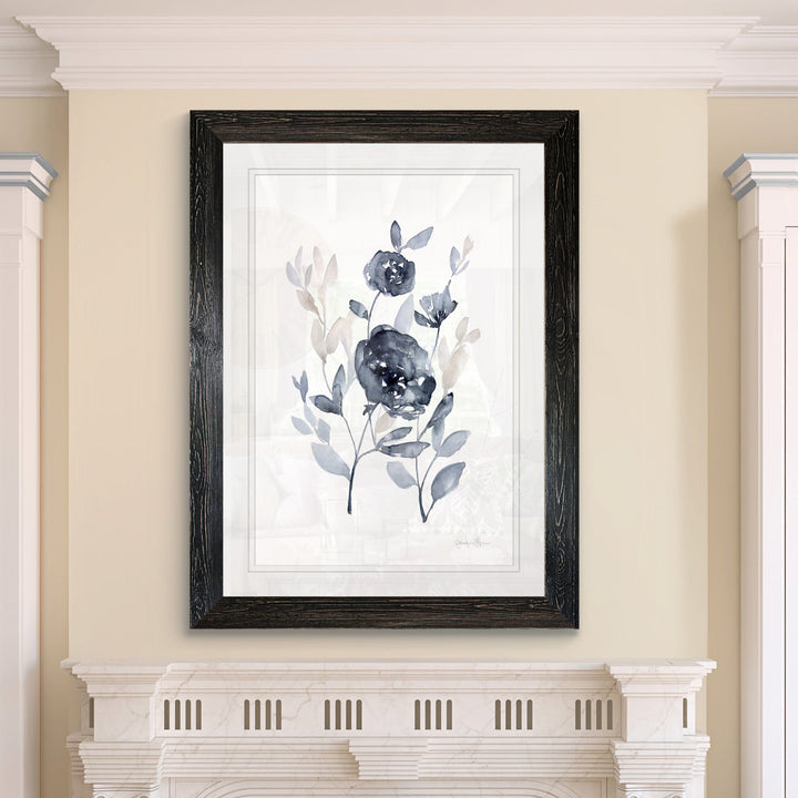 Peonies In Gray II' - Picture Frame Print on Glass Winston Porter Size: 28" H x 38" W x 1.25" D Format: Framed Ebony Print