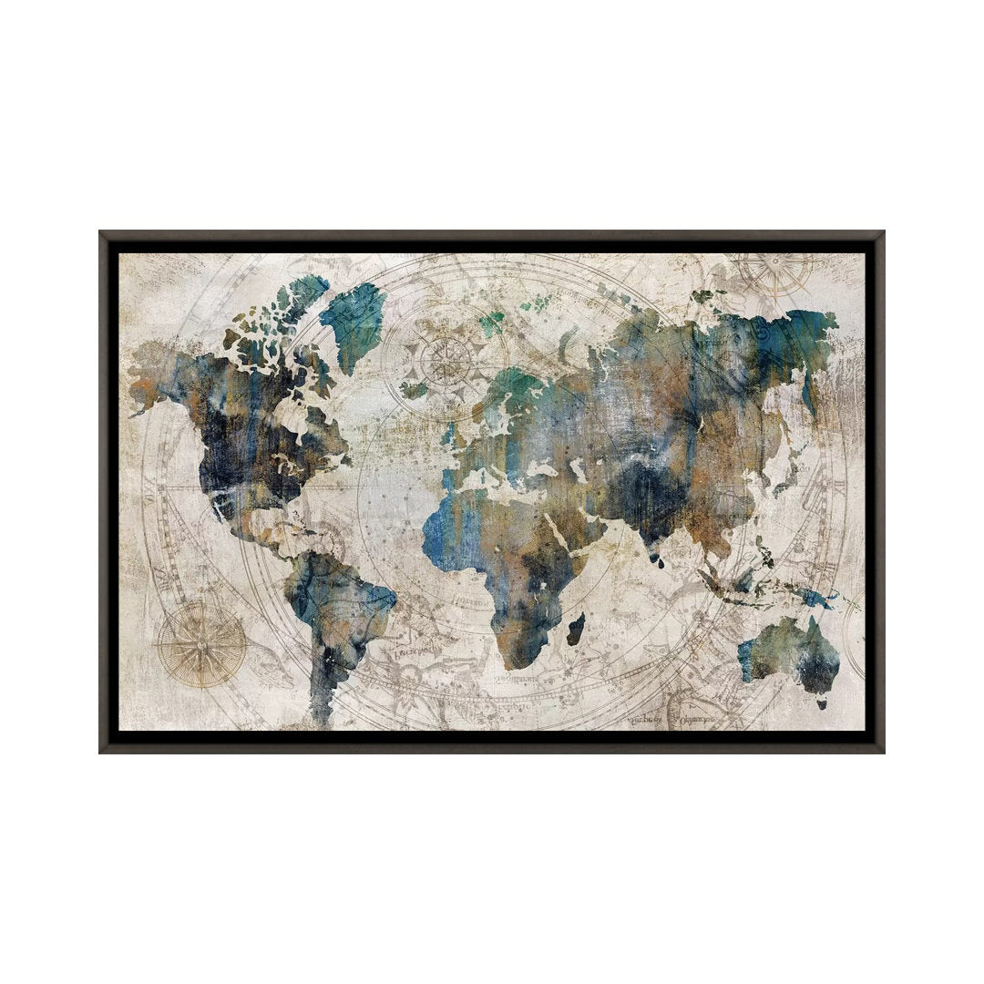 Celestial Map by Isabelle Z - Painting Print The Twillery Co.® Size: 32" H x 48" W x 1.5" D Format: Dark Rustic Wood Framed