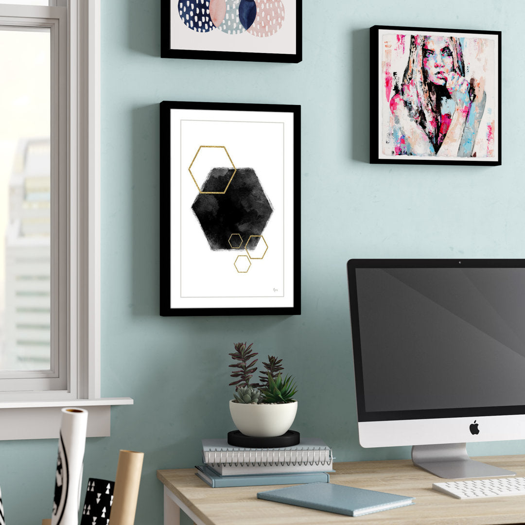 Black Hole Hexagon by Eyre Tarney Picture Frame  Print Etta Avenue™ Teen Size: 24" H x 16" W x 1.5" D