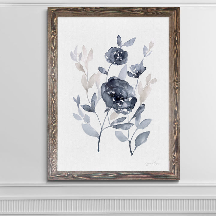 Peonies In Gray II' - Picture Frame Print on Glass Winston Porter Size: 32" H x 44" W x 1.25" D Format: Framed Espresso Canvas