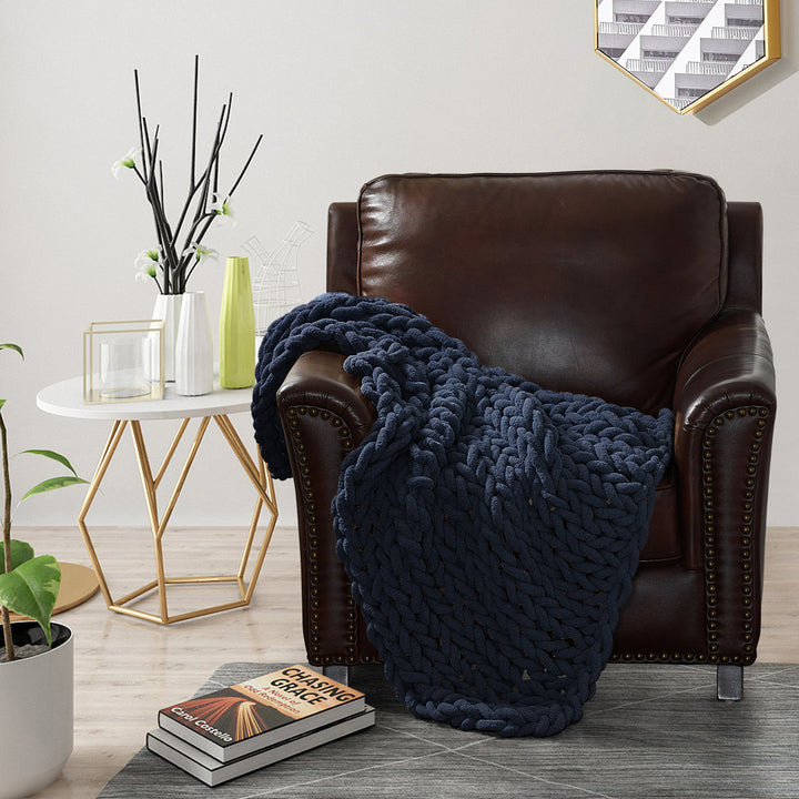 Chenille Knitted Chenille Throw Donna Sharp Color: Navy