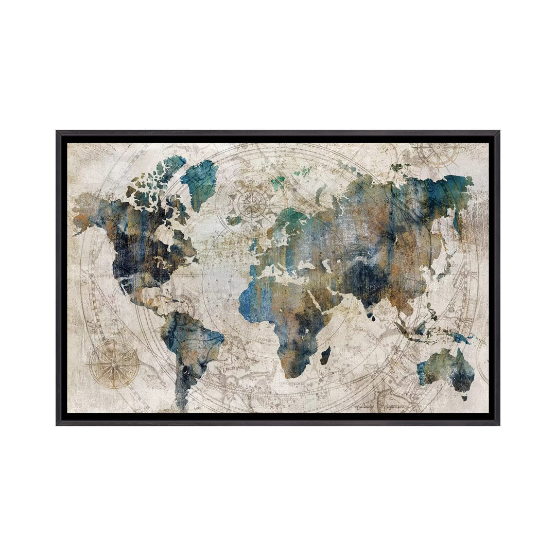 Celestial Map by Isabelle Z - Painting Print The Twillery Co.® Size: 32" H x 48" W x 1.5" D Format: Distressed Black Framed