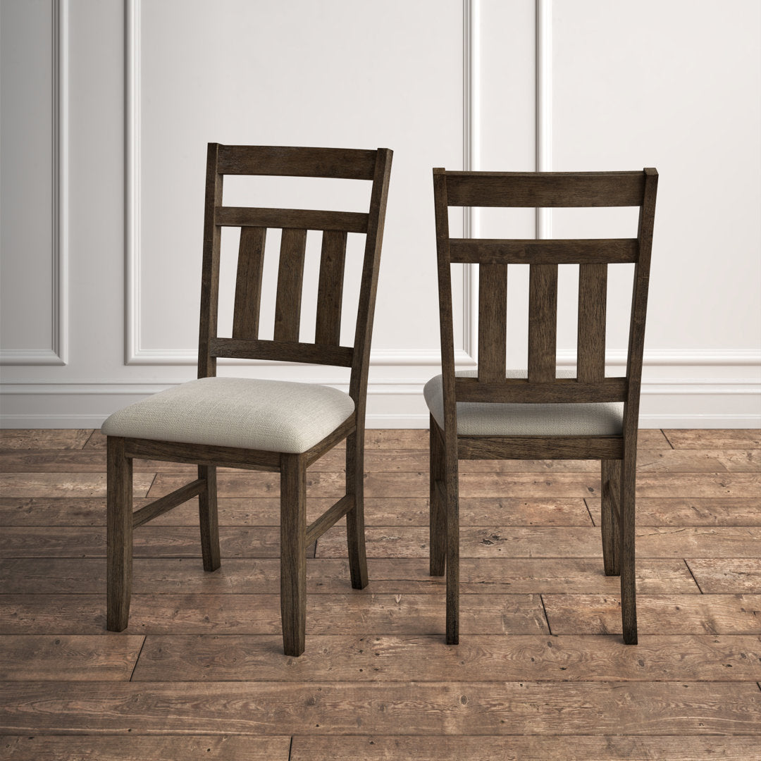 Gigi Slat Back Wood Upholstered Side Chair (Set of 2) Kelly Clarkson Home Color: Rustic Umber