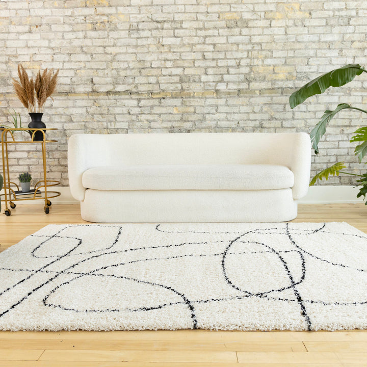 Rectangle Audeliz Abstract Machine Made Power Loom Polypropylene Area Rug in Cream Wade Logan® Rug Size: Rectangle  6'7" x 9'6"