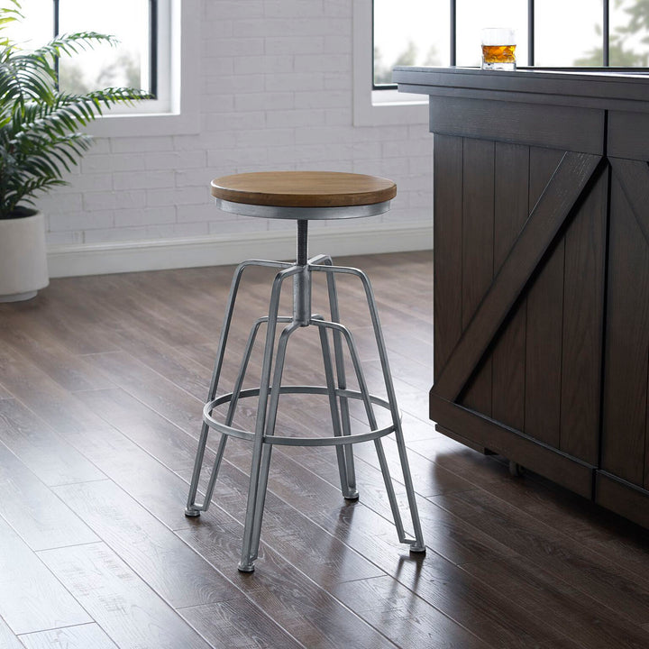 Lindzie Swivel Solid Wood Adjustable Height Bar Stool Mercer41 Color: Silver