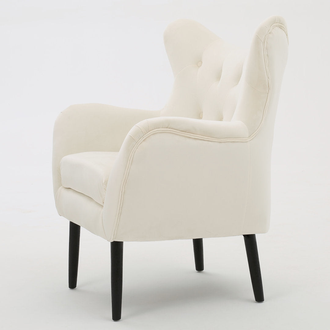 Danney 30'' Wide Tufted Velvet Wingback Chair House of Hampton® Fabric: Ivory Velvet