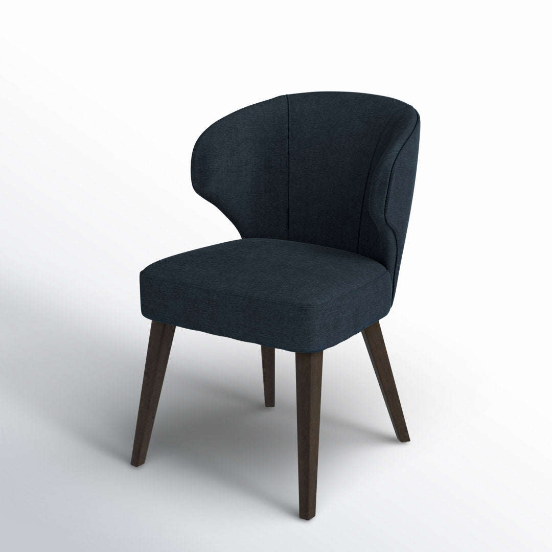 Golino Fabric Upholstered Wingback Side Chair Joss & Main Upholstery Color: Navy, Leg Color: Dark Brown