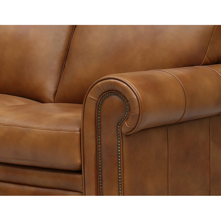 Iwan 90" Genuine Leather Rolled Arm Sofa Canora Grey