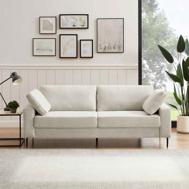 Jeses MINIMORE Modern Style Etta 84.3" Mid-Century Modern Design Sofa Corrigan Studio® Fabric: Off White Linen Blend